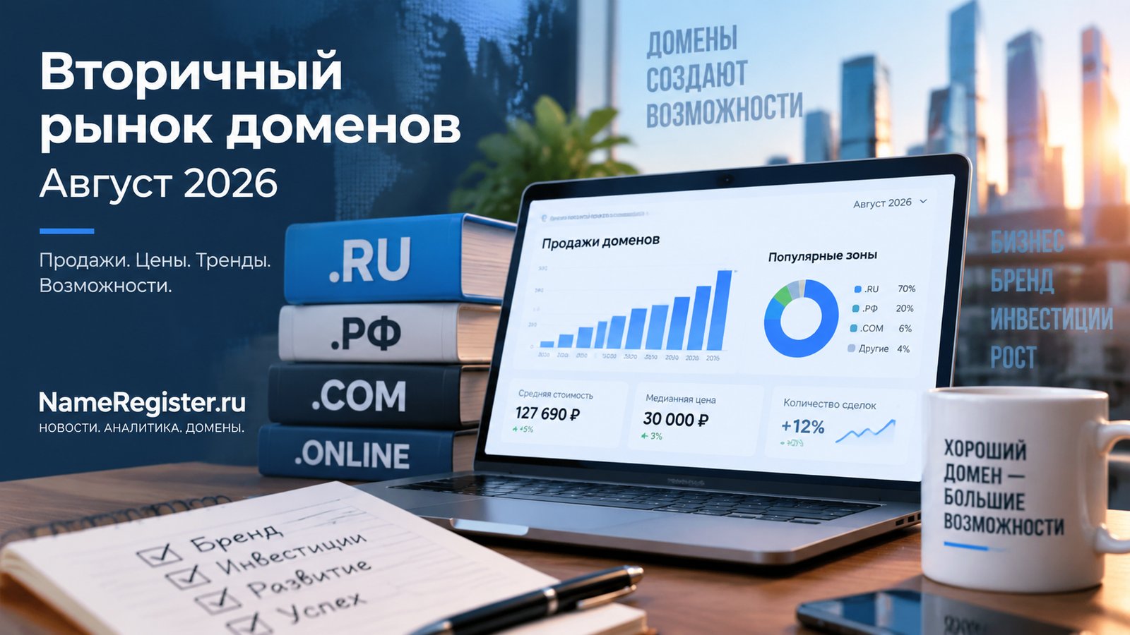 Вторичный рынок доменов в августе 2026 года: покупатели выбирают .RU, но стоимость качественных имен остается высокой